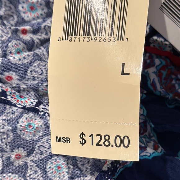 Max Studio Elegant Blue and Red Patterned Dress, Large - Picture 3 of 7